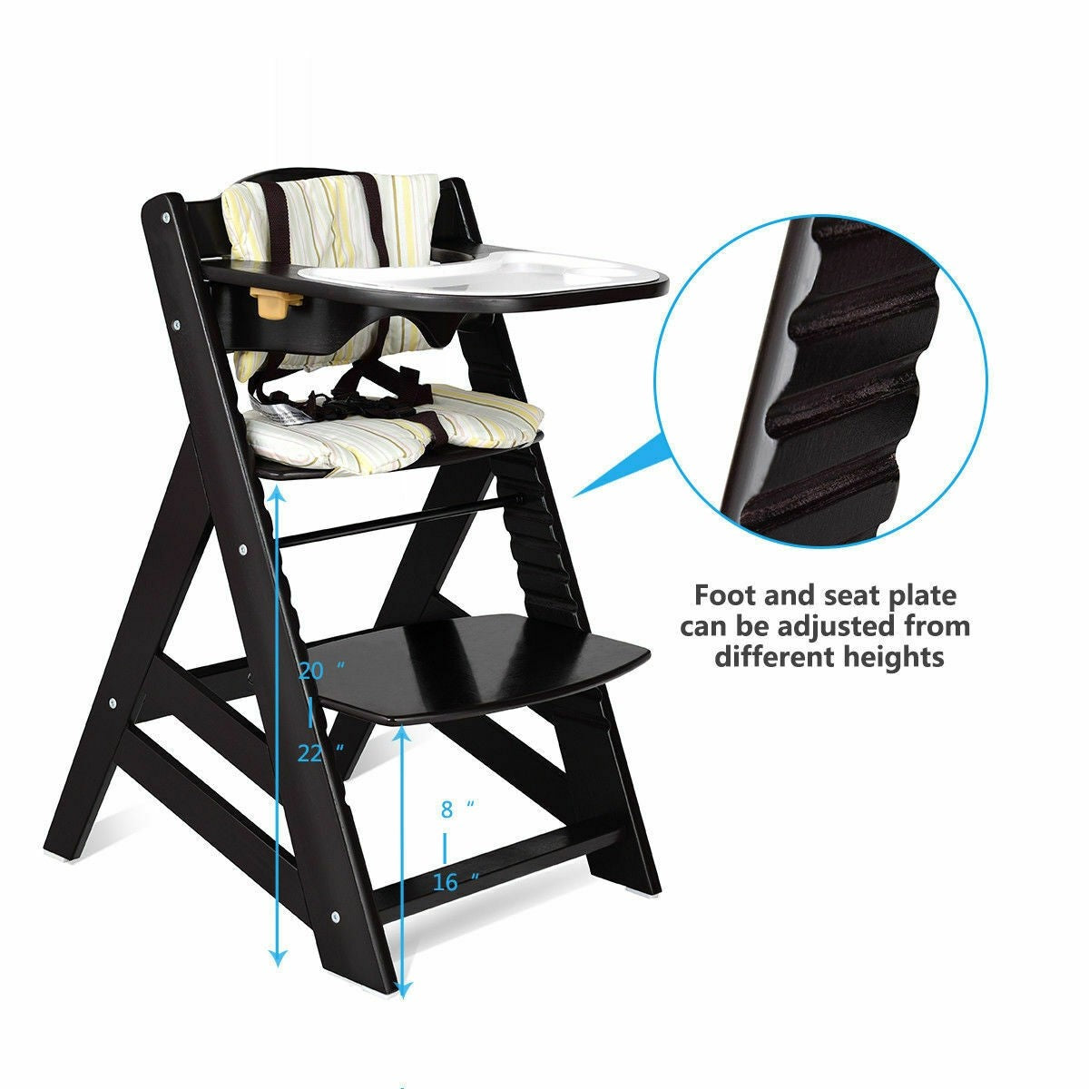 Costway Adjustable  Baby High Chair with Removable Tray