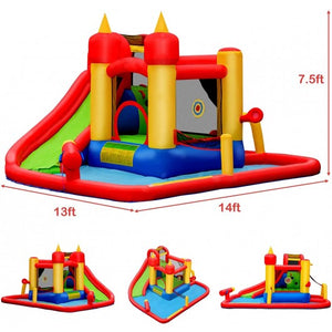 Costway Inflatable Water Slide Jumper Bounce House with Ocean Ball