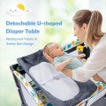 Costway 5 in 1 Baby Nursery Center Foldable Toddler Bedside Crib with Music Box