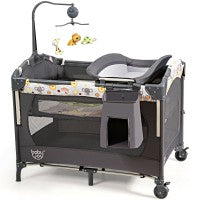 Image of Costway 4-in-1 Convertible Portable Baby Playard Newborn Napper with Music and Toys