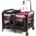 Costway 3-in-1 Convertible Portable Baby Playard with Music Box, Wheel and Brakes