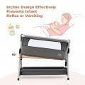 Costway Baby Bed Side Crib Portable Adjustable Infant Travel Sleeper Bassinet