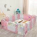 Costway 18-Panel Baby Playpen with Music Box & Basketball Hoop
