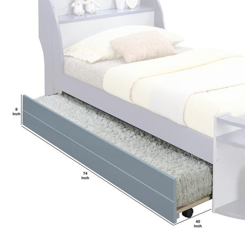 Image of Transitional Wooden Trundle Bed With Caster Wheels in Gray