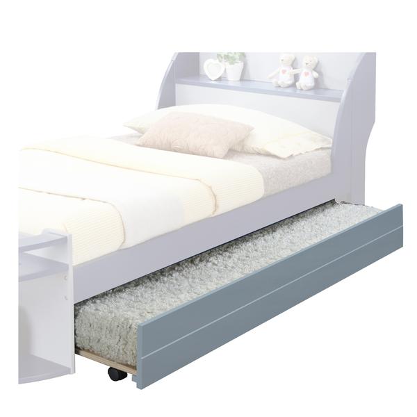 Transitional Wooden Trundle Bed With Caster Wheels in Gray