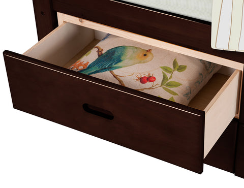 Image of Oris Fur. Twin Size Platform Storage Bed Solid Wood Bed with 6 Drawers in Espresso