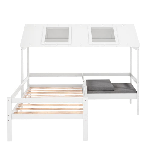 Twin House Bed with Relaxed Seat and Free Cushions Included