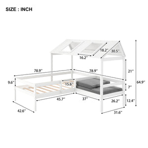 Twin House Bed with Relaxed Seat and Free Cushions Included