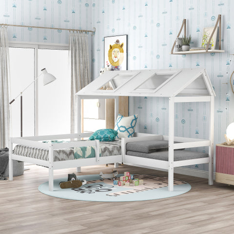 Image of Twin House Bed with Relaxed Seat and Free Cushions Included