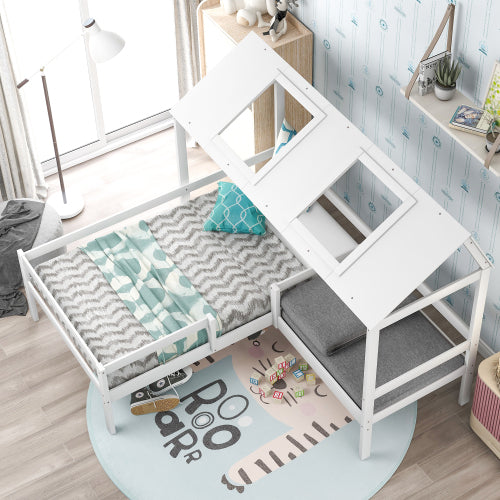 Twin House Bed with Relaxed Seat and Free Cushions Included