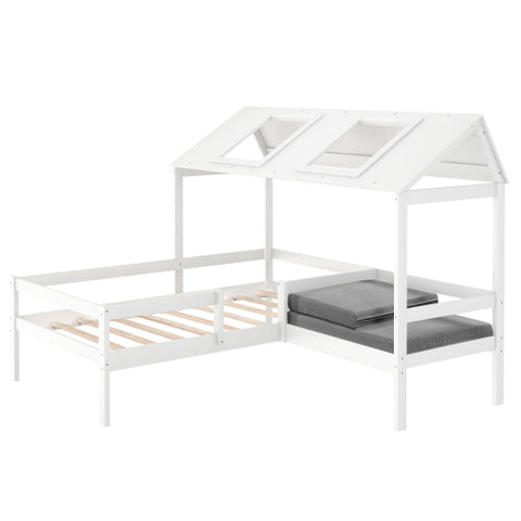 Image of Twin House Bed with Relaxed Seat and Free Cushions Included