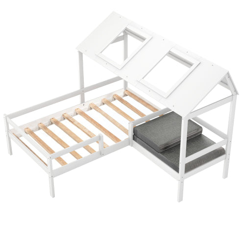 Twin House Bed with Relaxed Seat and Free Cushions Included