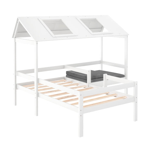 Twin House Bed with Relaxed Seat and Free Cushions Included