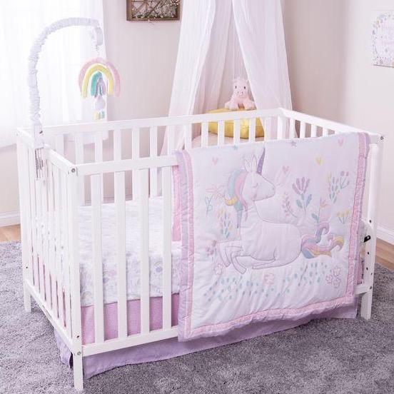 Sammy and Lou Sweet Unicorn 4 Piece Crib Bedding Set