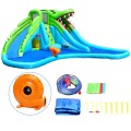 Costway Inflatable Water Park Crocodile Bouncer Dual Slide Climbing Wall