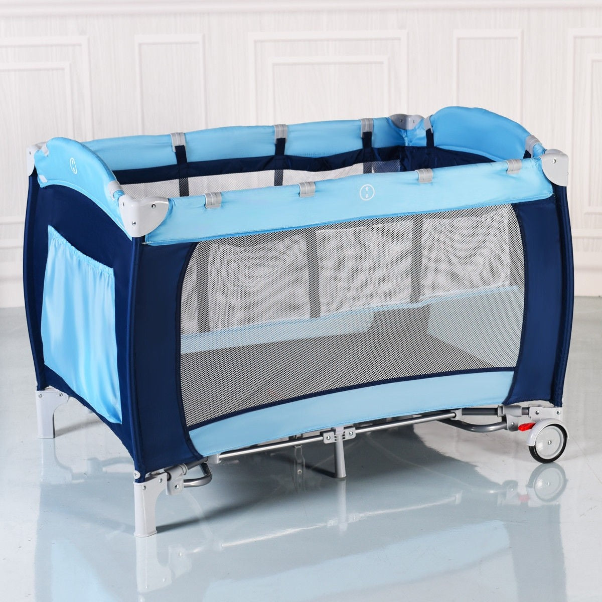 Foldable Baby Crib Playpen w/ Mosquito Net and Bag