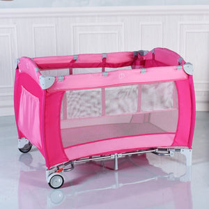 Foldable Baby Crib Playpen w/ Mosquito Net and Bag
