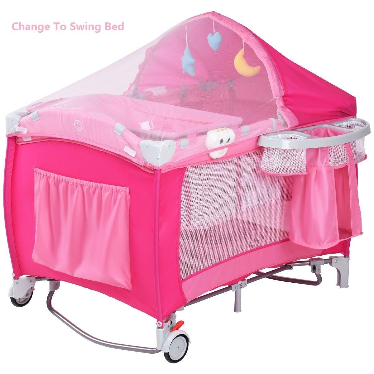 Foldable Baby Crib Playpen w/ Mosquito Net and Bag