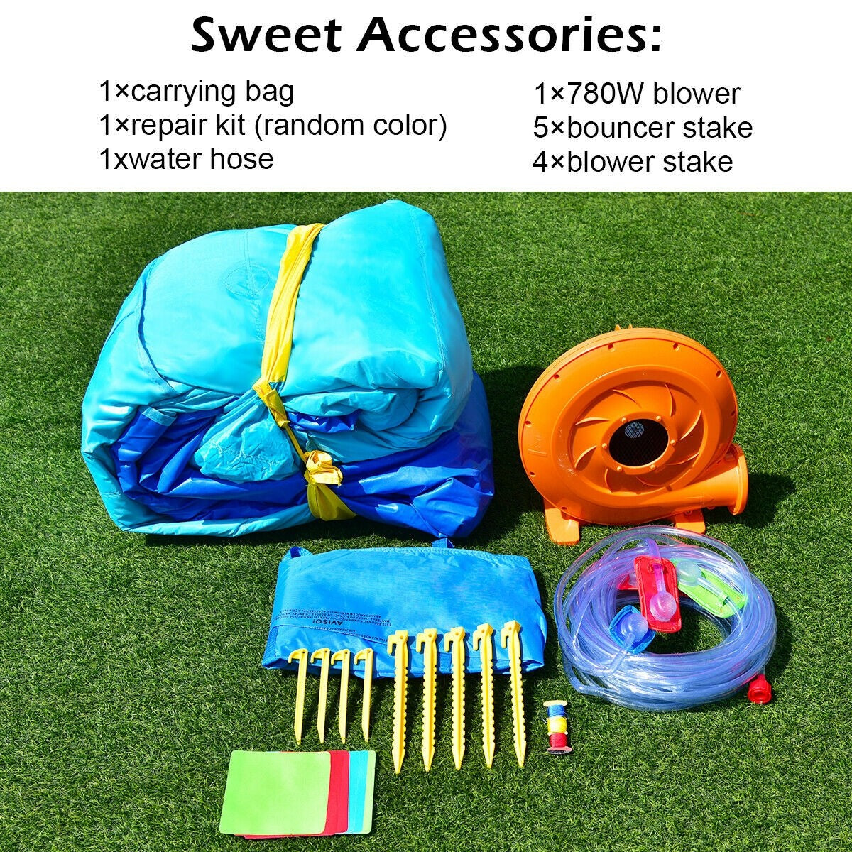 Costway Inflatable Crocodile Water Slide Climbing Wall Bounce House with 780W Blower