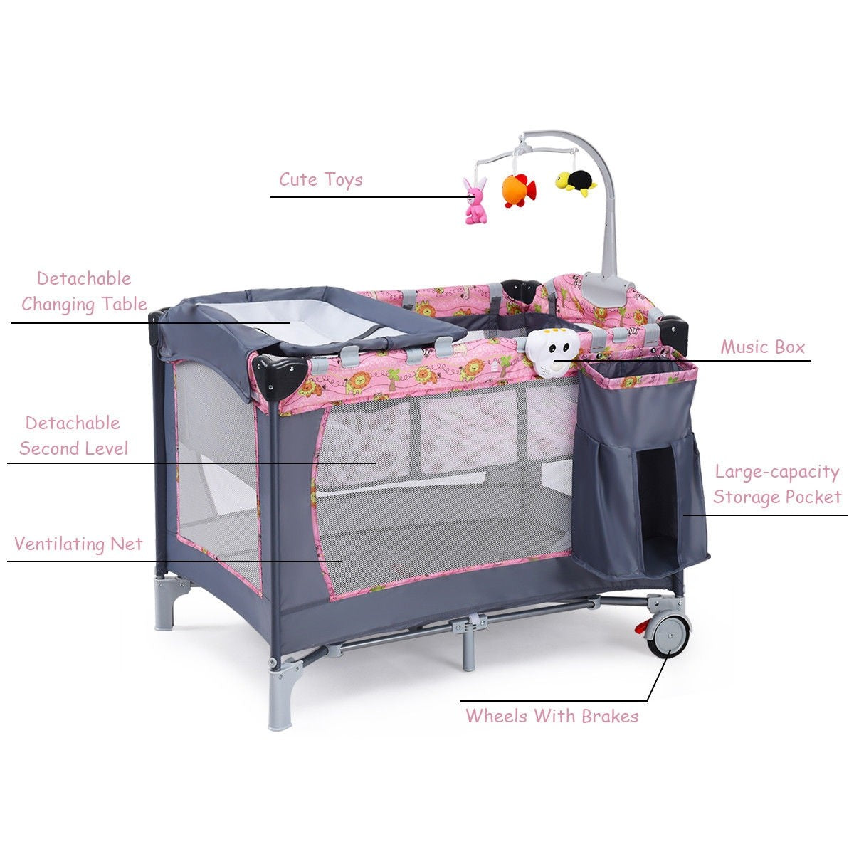 Foldable 2 Color Baby Crib Playpen Playard