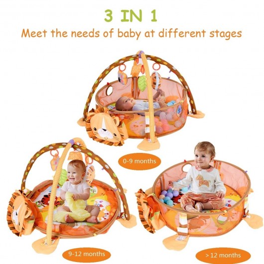 Costway 3 in 1 Cartoon Baby Infant Activity Gym Play Mat