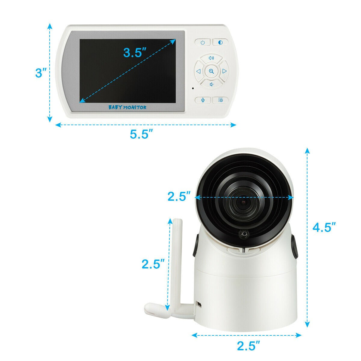 Baby Monitor with 360 Degree Tilt-Zoom Auto Camera and Video