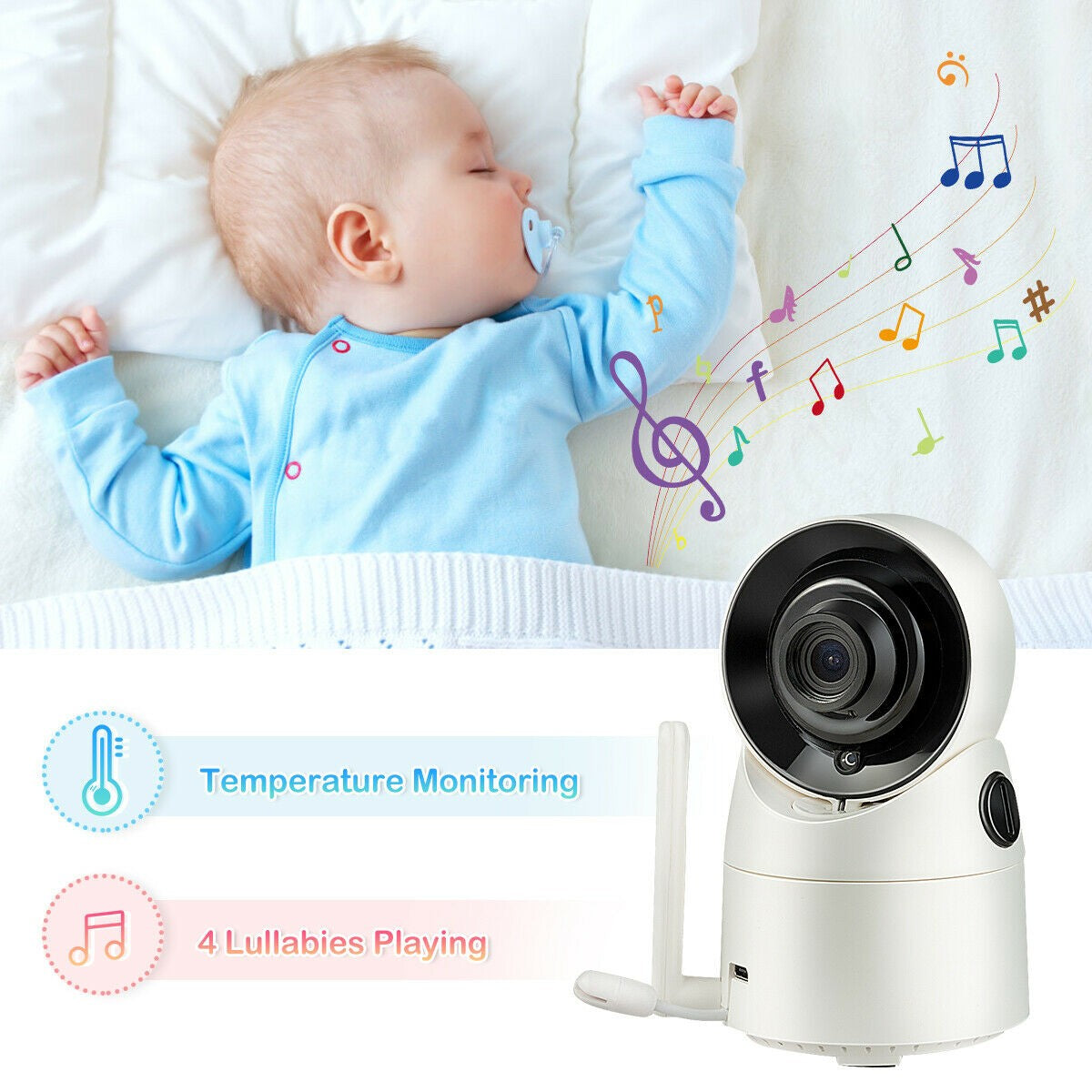 Baby Monitor with 360 Degree Tilt-Zoom Auto Camera and Video