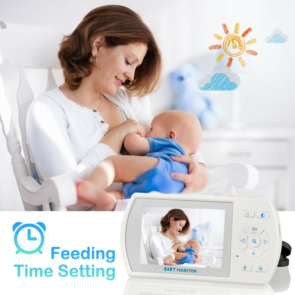 Baby Monitor with 360 Degree Tilt-Zoom Auto Camera and Video
