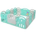 Costway 14-Panel Baby Playpen with Music Box & Basketball Hoop