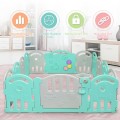 Image of Costway 14-Panel Baby Playpen with Music Box & Basketball Hoop