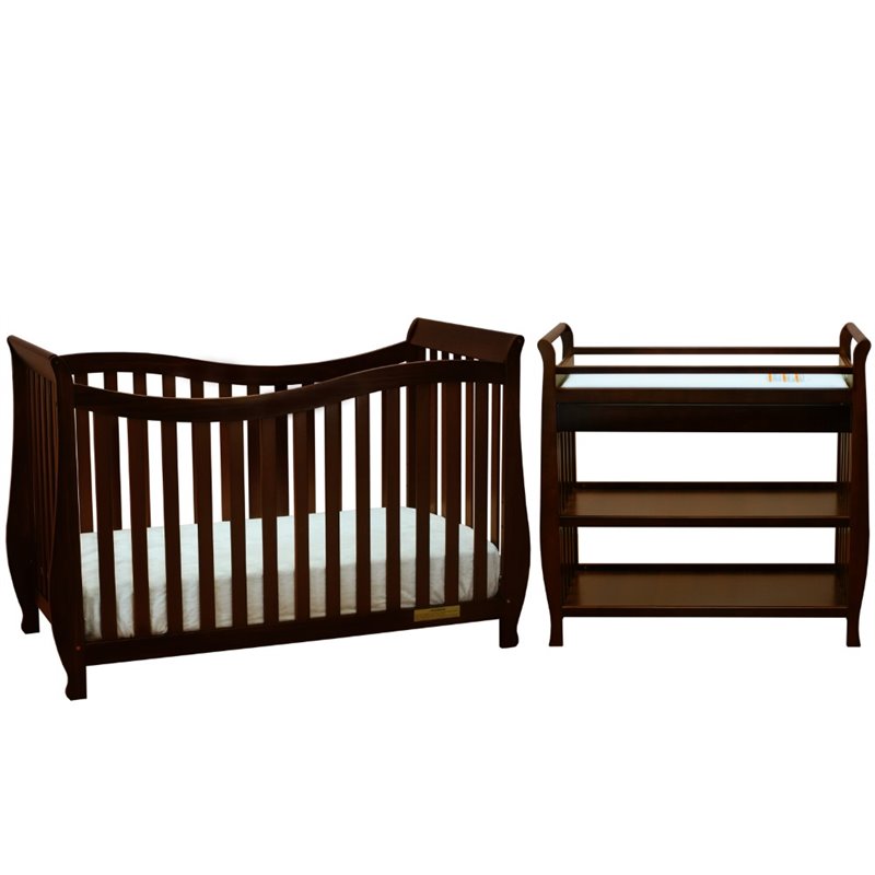 Athena Lorie 4 in 1 Convertible Crib with Changing Table in Espresso