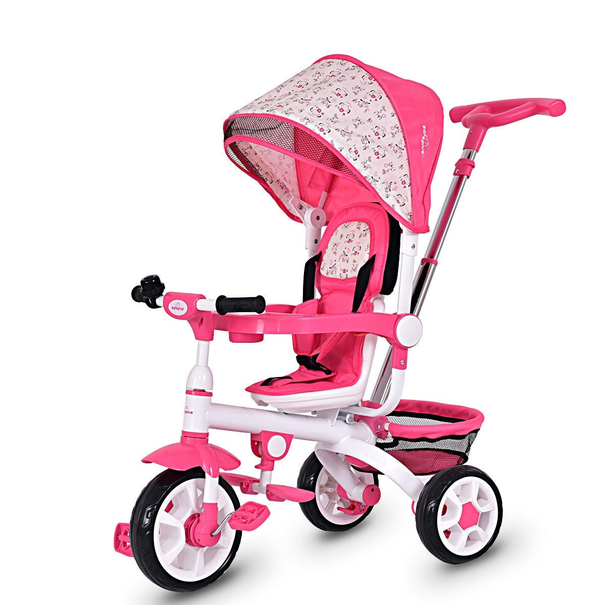 Costway 4-in-1 Detachable Baby Stroller Tricycle with Round Canopy
