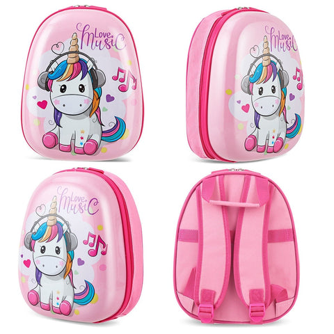 Image of Costway Kids Backpack Suitcase with Wheels Carry On in  Pink