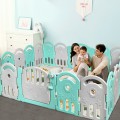 Costway 20-Panel Playpen with Music Box & Basketball Hoop