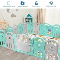 Costway 20-Panel Playpen with Music Box & Basketball Hoop