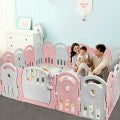 Costway 20-Panel Playpen with Music Box & Basketball Hoop