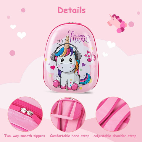 Image of Costway Kids Backpack Suitcase with Wheels Carry On in  Pink