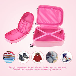 Costway Kids Backpack Suitcase with Wheels Carry On in  Pink