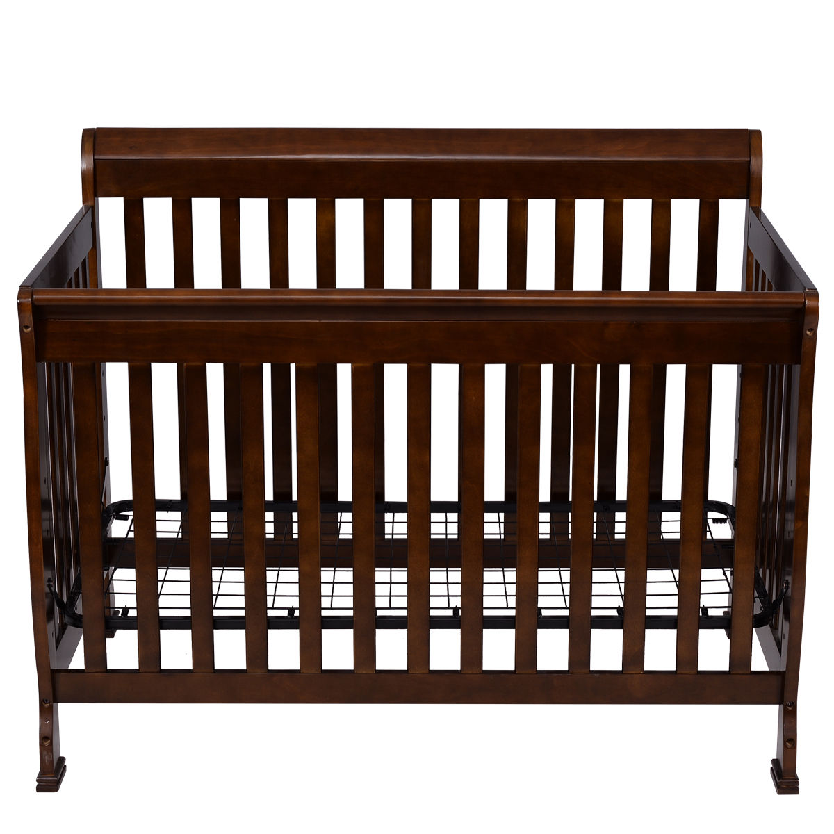 Coffee Pine Wood Baby Toddler Bed Convertible Crib
