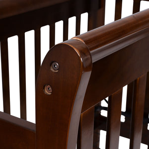 Coffee Pine Wood Baby Toddler Bed Convertible Crib